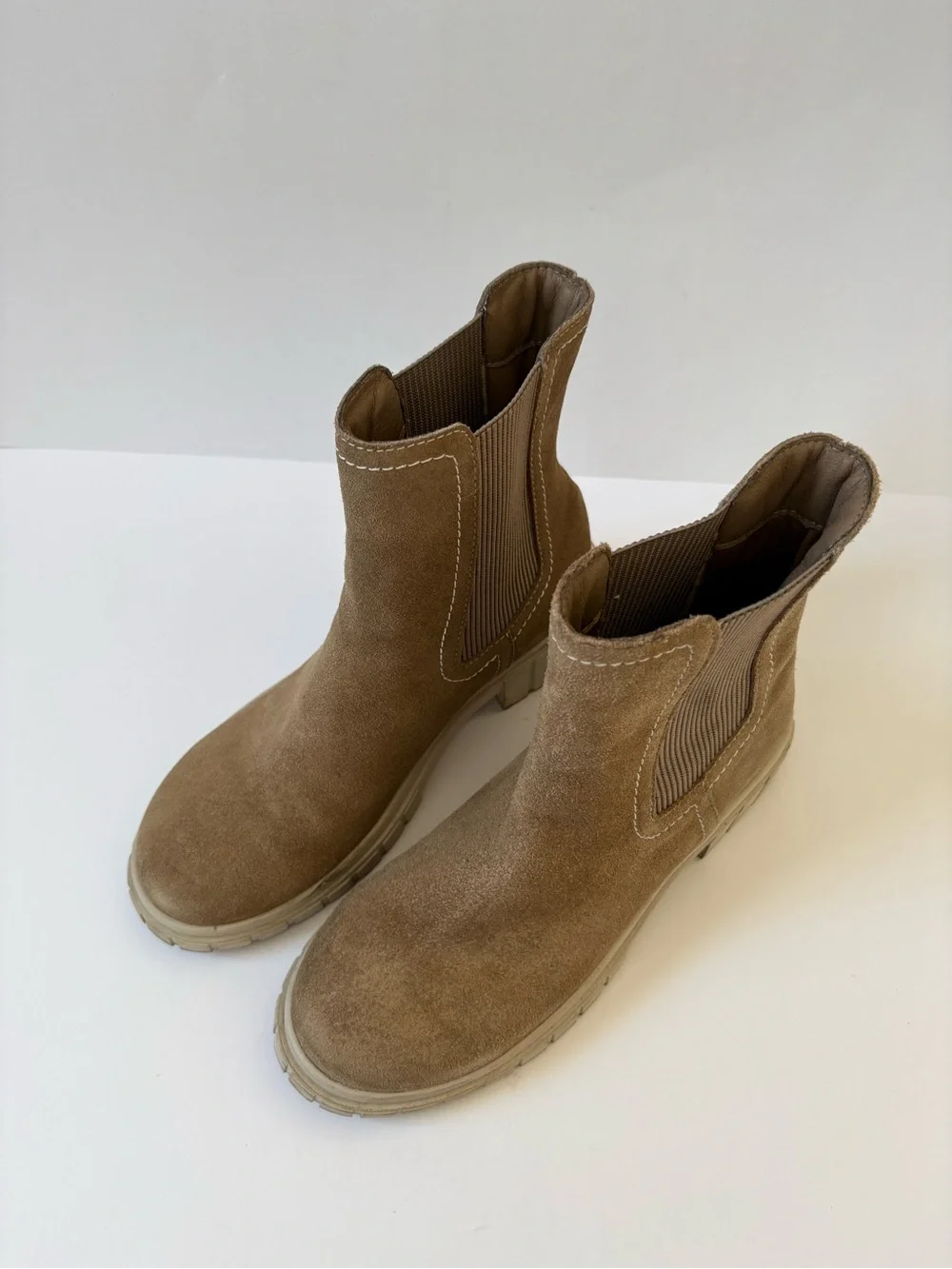 Vintage Havana Slash 3 Chelsea Boot Taupe Beige Academia Career Grunge 9 Suede